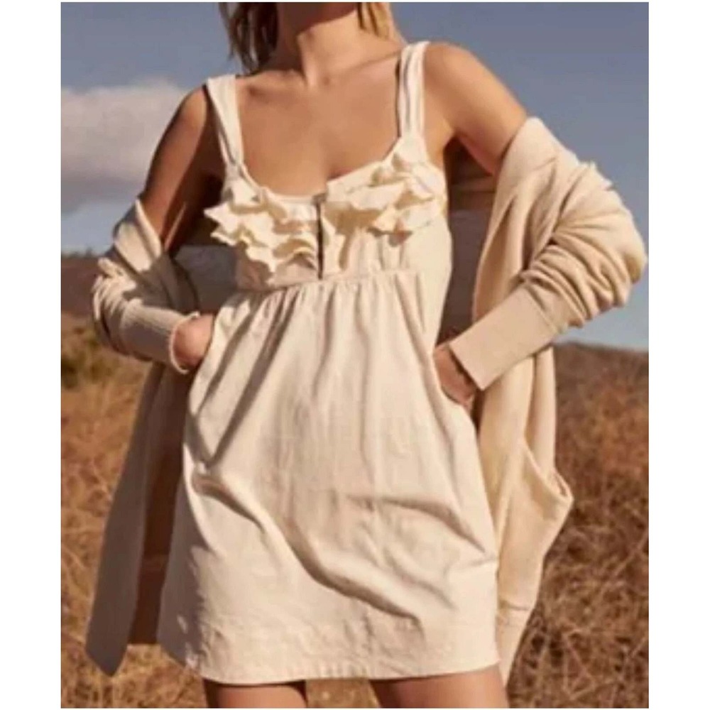 Free People Beach Ruffle Tie Back‎ Babydoll Dress Dusty Pink Coastal XS